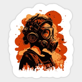 Girl in a gas mask Sticker